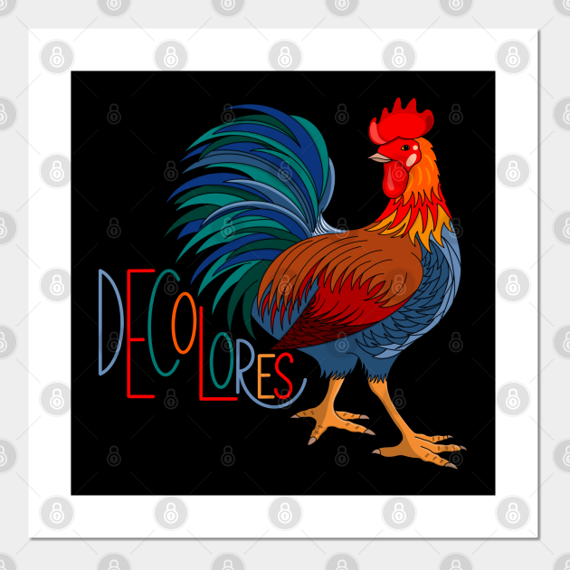DeColores, Cursillo Rooster on Black Decolores Posters and Art